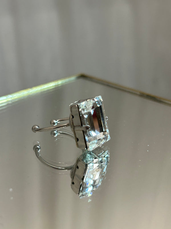 ANELLO BAGUETTE GRANDE CRYSTAL (placcatura acciaio)